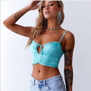 HELLO MOLLY Dream In Silk Top Aqua - M